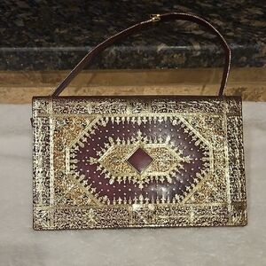 Elegant Gold and Brown Handbag